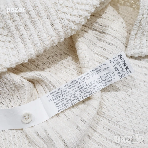 ZARA плетена мрежеста мъжка риза с къс ръкав нова, размер S, бежова, снимка 6 - Ризи - 54415562