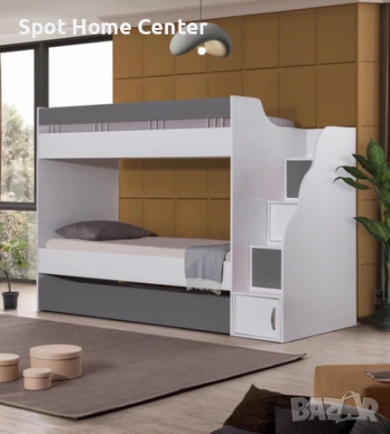 Двуетажно легло в бяло и розово с изтеглящо се долно легло., снимка 6 - Спални и легла - 54578198
