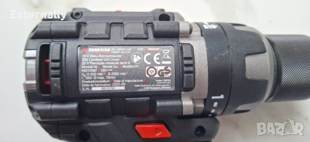 Акумулаторна бормашина Parkside Performance PABSP 20 Li C4 + батерия + зарядно – гаранция, снимка 8 - Бормашини - 54710743