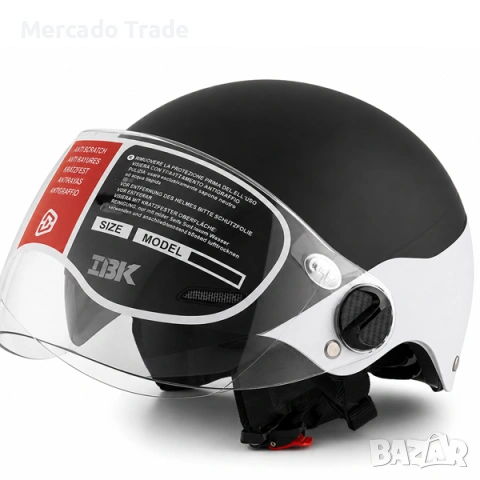 Каска за мотор Mercado Trade, За мотопед, скутер, ел. тротинетка, Черен