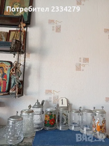 Стари бирени чаши,, ХАЛБИ" ръчно изработени в немски ателиета. , снимка 3 - Чаши - 46943400