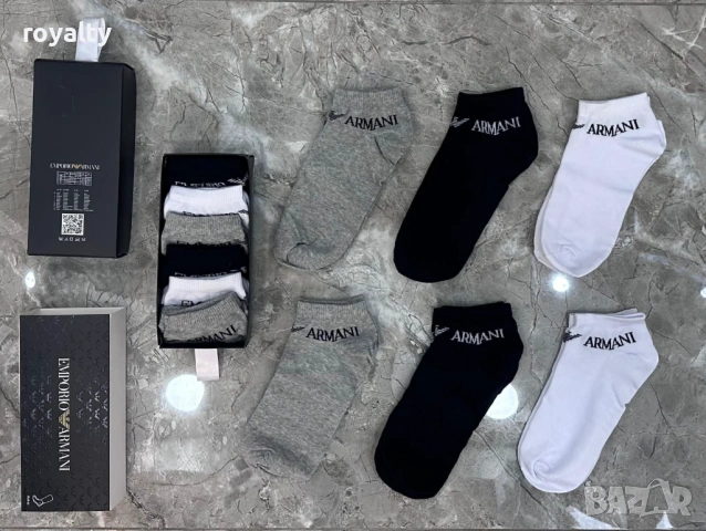 Emporio Armani Нови Мъжки Чорапи 6 бр. Кутия Армани 