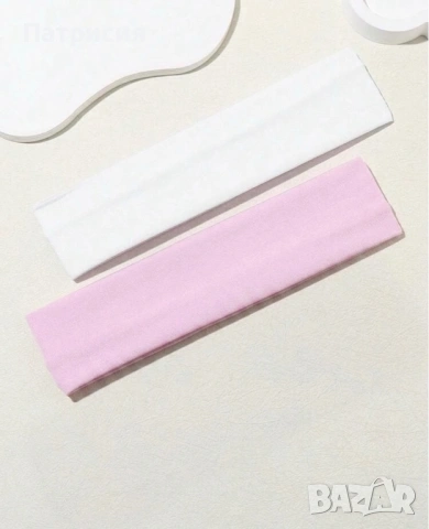 Комплект два броя, две ленти за коса в розов и бял цвят - 2 броя, снимка 4 - Аксесоари за коса - 54239511