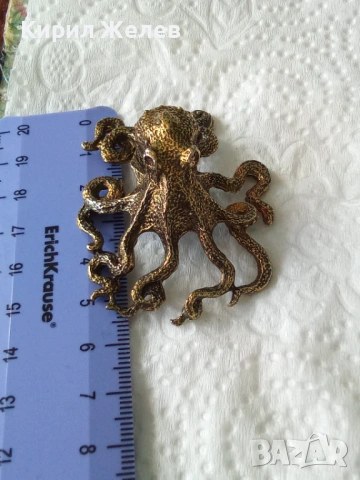 Бронзова фигурка на октопод 🐙 54393, снимка 5 - Колекции - 54177400