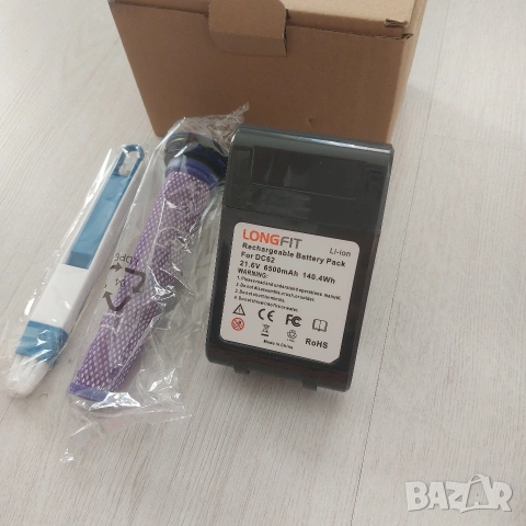 ЧИСТО НОВА Батерия LONGFIT 6500mAh за Dyson V6 / DC62 + Филтър и Аксесоар, снимка 3 - Друга електроника - 54944115