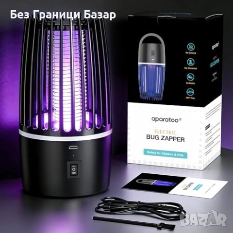 Нова UV лампа против комари 365nm 4000mAh тиха 2 режима Преносим унищожител, снимка 8 - Други стоки за дома - 54208393