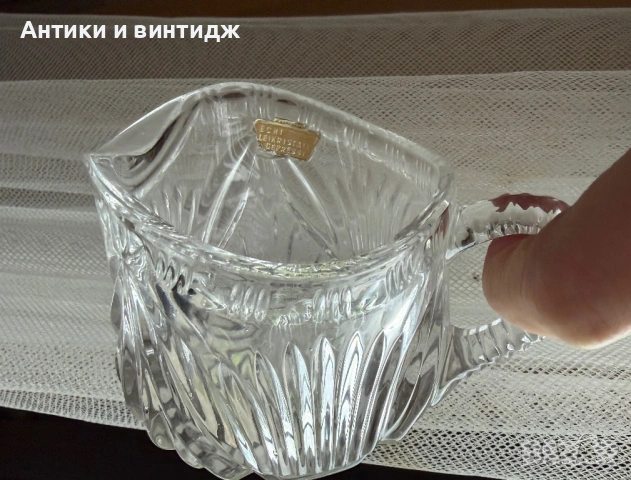 Винтидж стъкло хрустална кана за сметана, снимка 5 - Прибори за хранене, готвене и сервиране - 54565525