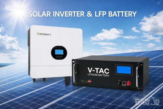 Хибриден инвертор Growatt 6kw с WiFi-F. Комплект с Lifepo4-10KW,Безплатна доставка.