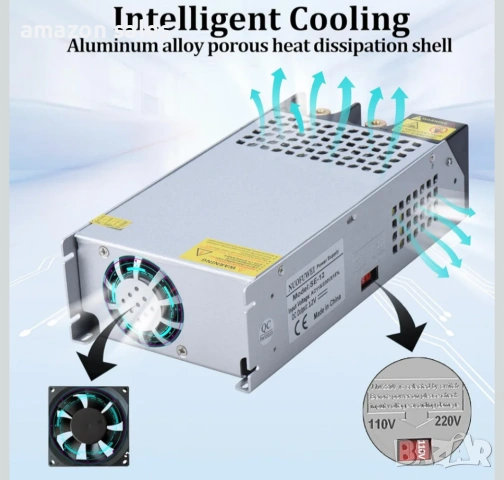 DC 12V 100A 1200W Захранващ трансформатор 220V AC към DC 12V 100A Конвертор 1200W нов, снимка 4 - Друга електроника - 54239023