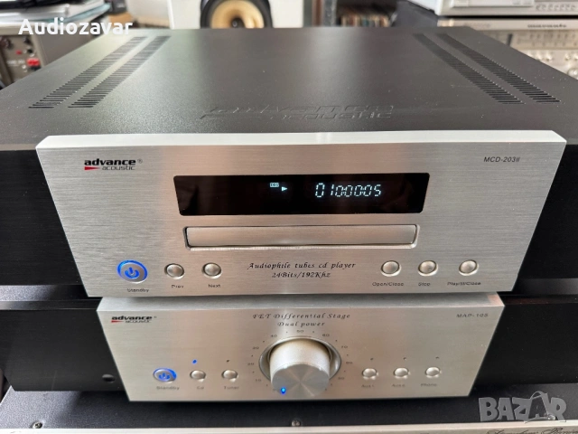 Advance Acoustic MAP 103 & MCD 203 MkII Лампов CD плеър и усилвател, снимка 5 - Аудиосистеми - 54875559