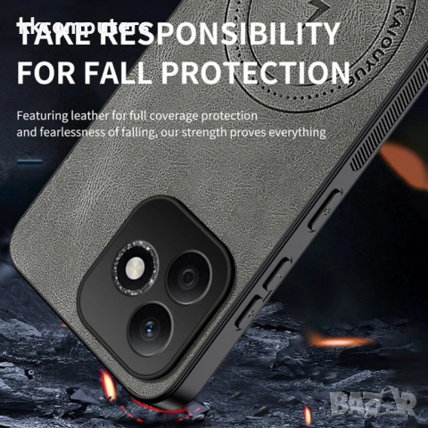 WANLONFENG SD Магнитен Калъф за Honor 600 Lite 5G - PC+TPU, Nappa текстура, 2 стъкла, 4 цвята, снимка 7 - Калъфи, кейсове - 54226445