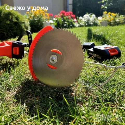 Телескопичен акумулаторен тример за трева 48V с две батерии – мощен, лек и без кабели, снимка 4 - Градинска техника - 54191255