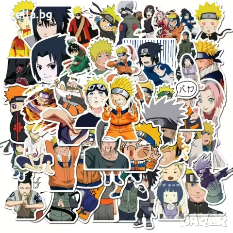 Комплект стикери Naruto Shippuden – 50 броя PVC водоустойчиви лепенки с UV защита | За лаптоп 10170