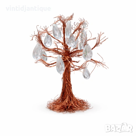 Декоративно дърво от медна тел с висящи кристални елементи