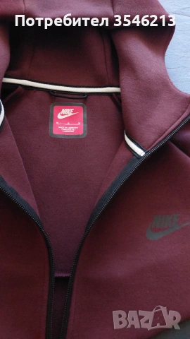 Суичър Nike Tech Fleece - бургундово червено, снимка 3 - Суичъри - 55230618