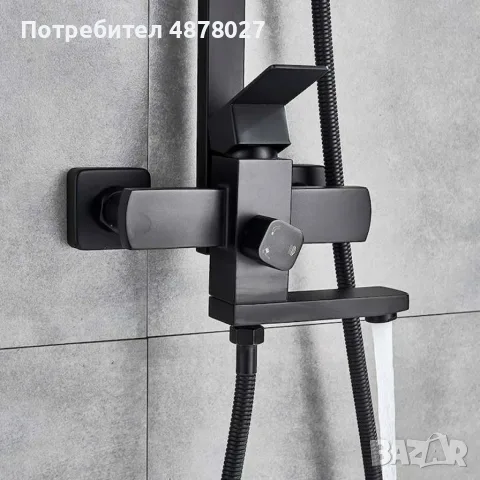 Комплект душ колона, стенен монтаж, двойно управление, керамика, 131-200 мм, черна, снимка 9 - Душове - 55611911