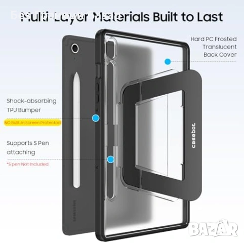Нов Удароустойчив калъф кейс за таблет Samsung Galaxy Tab S10 FE S9 FE Tab S9 стойка S Pen държач, снимка 3 - Калъфи, кейсове - 54718166