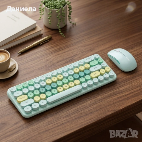 Комплект безжична клавиатура и мишка MOFII Bean, 2.4G - ергономичен дизайн и компактни размери, снимка 2 - Клавиатури и мишки - 54055464