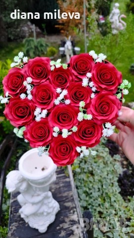 Кутия сърце с рози от пластичен сапун!!, снимка 3 - Декорация за дома - 54242547