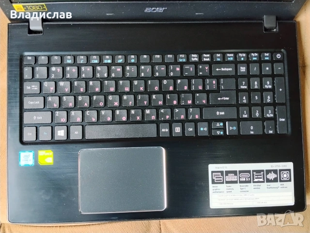 Acer Aspire Е5-575G Intel i3 7100U/FHD/8GB/128GB SSD/1TB HDD отлична батерия/чанта, снимка 2 - Лаптопи за работа - 55230163