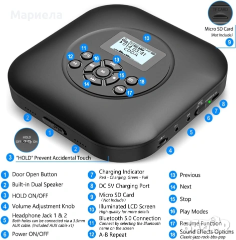 Bluetooth CD Плейър / Безжичен CD плейър