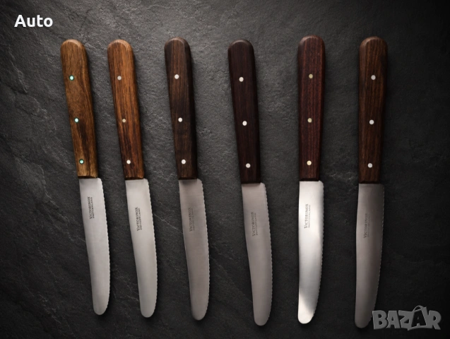 Комплект 6 бр. оригинални швейцарски ножове Victorinox с дървени дръжки, снимка 2 - Прибори за хранене, готвене и сервиране - 54650161