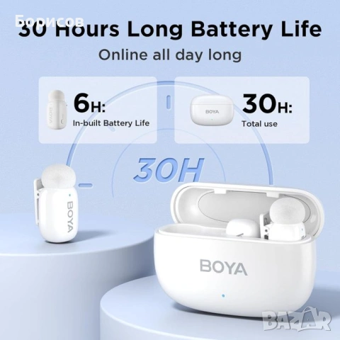 BOYA mini - микрофона система в бял цвят, снимка 2 - Микрофони - 55068366