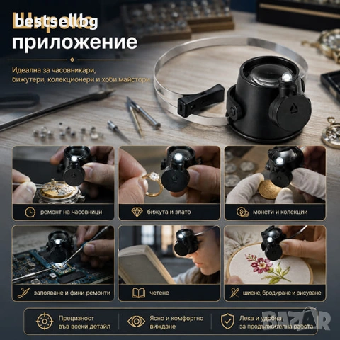 Часовникарска увеличителна лупа за око голямо увеличение 15Х за бижута, снимка 3 - Други инструменти - 29159665