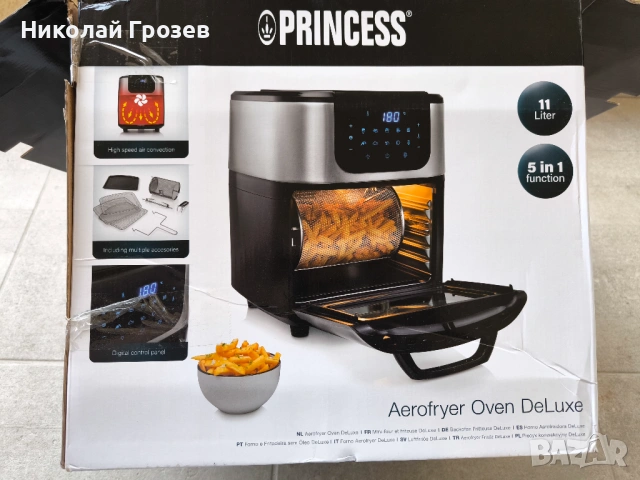 Уред за готвене с горещ въздух и фурна Princess DeLuxe AirFryer Oven 11L , снимка 6 - Печки, фурни - 54948292
