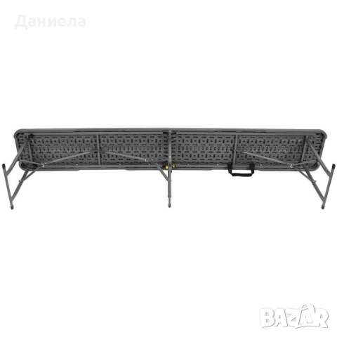 Сгъваема кетъринг и градинска пейка 183x28x43 см, до 200 кг, тъмносива, дървесен ефект, снимка 6 - Градински мебели, декорация  - 54767548