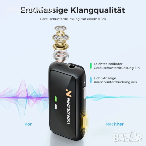 NearStream AW-AWM20T Безжична микрофонна система Lavalier 2TX 1RX 2.4GHz USB C микрофон за камера, снимка 7 - Друга електроника - 55176790