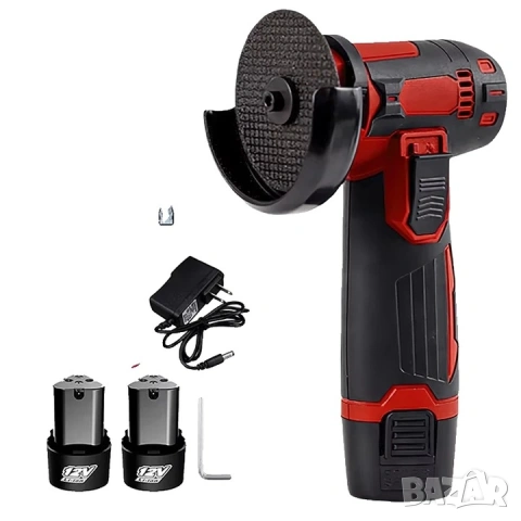 Ъглошлайф, 500W, червен, 2 батерии, 7.6 см