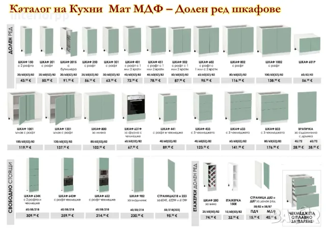 Кухня Мат МДФ 182/300 см - Мента с Бял мат . Безплатен Проект за Вас, снимка 3 - Кухни - 49110528