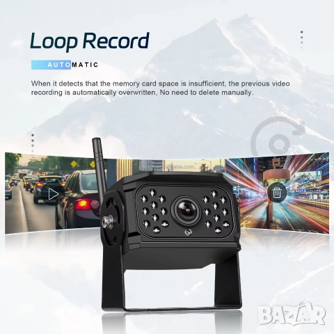 Безжични камери с монитор, паркиране, за камион, заден ход, DVR запис, тир, автобус, задно виждане, снимка 8 - Аксесоари и консумативи - 55247115