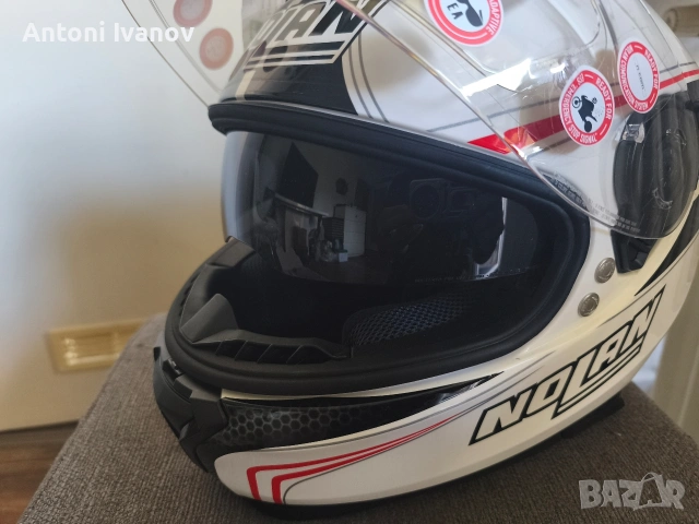 Каска Nolan N87 Rapid N-Com XL бяла – чисто нова, снимка 2 - Спортна екипировка - 54362197