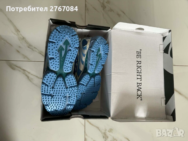 ЛУКСОЗНИ Off-White "Be Right Back" Silver/Blue – НОВИ с кутия!, снимка 2 - Маратонки - 54196985