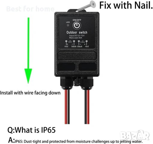 12v релеен превключвател с дистанционно управление, DC 12V-72V безжичен превключвател с дълъг обхват, снимка 7 - Друга електроника - 54658829
