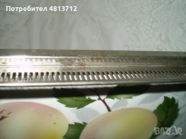 Винтидж правоъгълен поднос порцелан метал  Ар Деко , снимка 4 - Антикварни и старинни предмети - 54793632