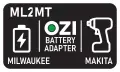 Преходник адаптер батерия Milwaukee M18 към инструмент Makita OneVan Gisam ML2MT, снимка 2