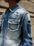 Ново мъжко карго дънково яке риза Street Style накъсан вид овърсайз изтъркано деним памук ХЛ, снимка 7