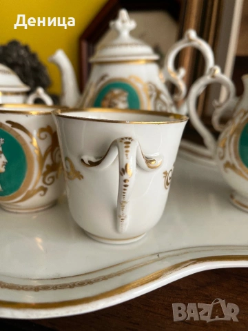 Порцеланов сервиз за двама в имперски стил Характерно за този стил е използването на богата позлата , снимка 5 - Сервизи - 54061239