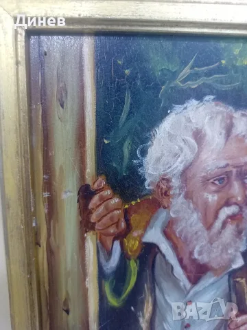 Старинна картина, масло върху дърво – "Възрастен скитник", снимка 7 - Картини - 55680862