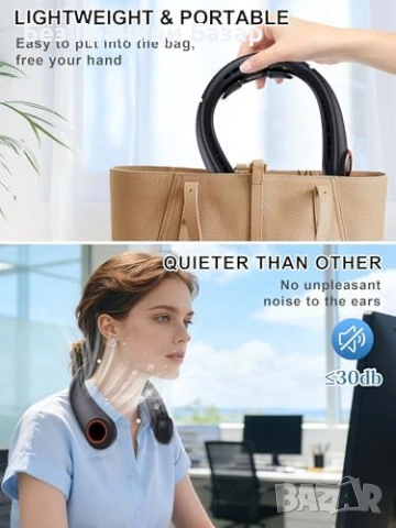 Нов Вентилатор за врат акумулаторен 3 турбини LED дисплей 5 скорости за лято охлаждане, снимка 5 - Друга електроника - 54076390