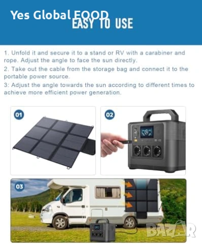 Yinleader сгъваем соларен панел 200W IP67 MC4, снимка 2 - Друга електроника - 55103109