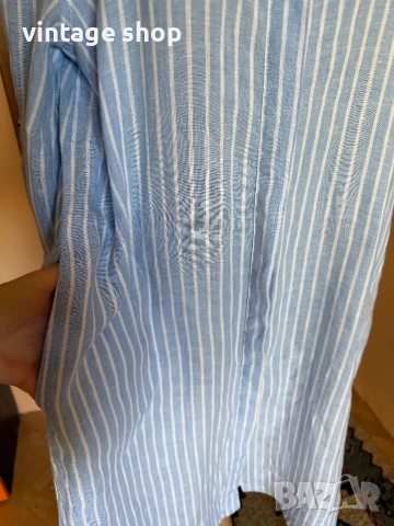 Морска лятна ленена туника тип риза, размер L/XL, снимка 5 - Туники - 54491812