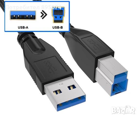 Кабели USB 3.0 Type-A Male to Type-B Male, 1.8м - 180 броя, снимка 3 - Кабели и адаптери - 55049949