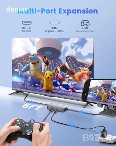 Докинг станция за Switch 2, с HDMI 2.1 кабел, 4K@120Hz преносима USB C, снимка 3 - Аксесоари - 54514988