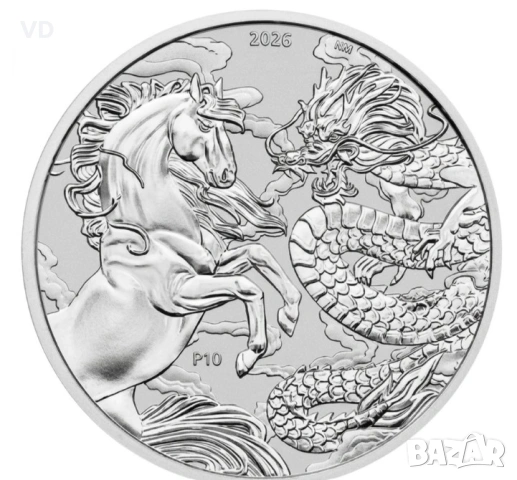 инвестиционна сребърна монета дракон и кон 1 оз 1 oz 