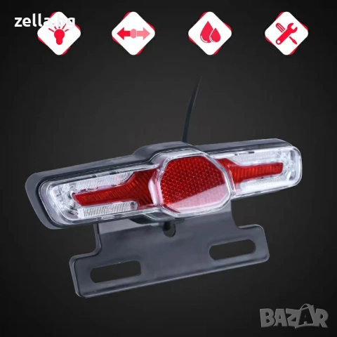 LED задна светлина със стоп и мигачи 36V 48V 60V IPX5 за електрическа тротинетка и велосипед 10204, снимка 14 - Велосипеди - 54660793