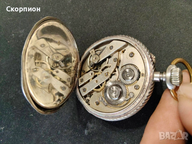 Швейцарски СРЕБЪРЕН джобен часовник 1900г. - 10 РУБИНА - ПРОМОЦИЯ, снимка 9 - Джобни - 51648205